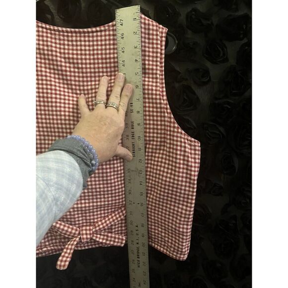 Vintage Ugly Christmas Vest Westbound  Size XL Red White TableCloth Check T24 - Picture 5 of 5